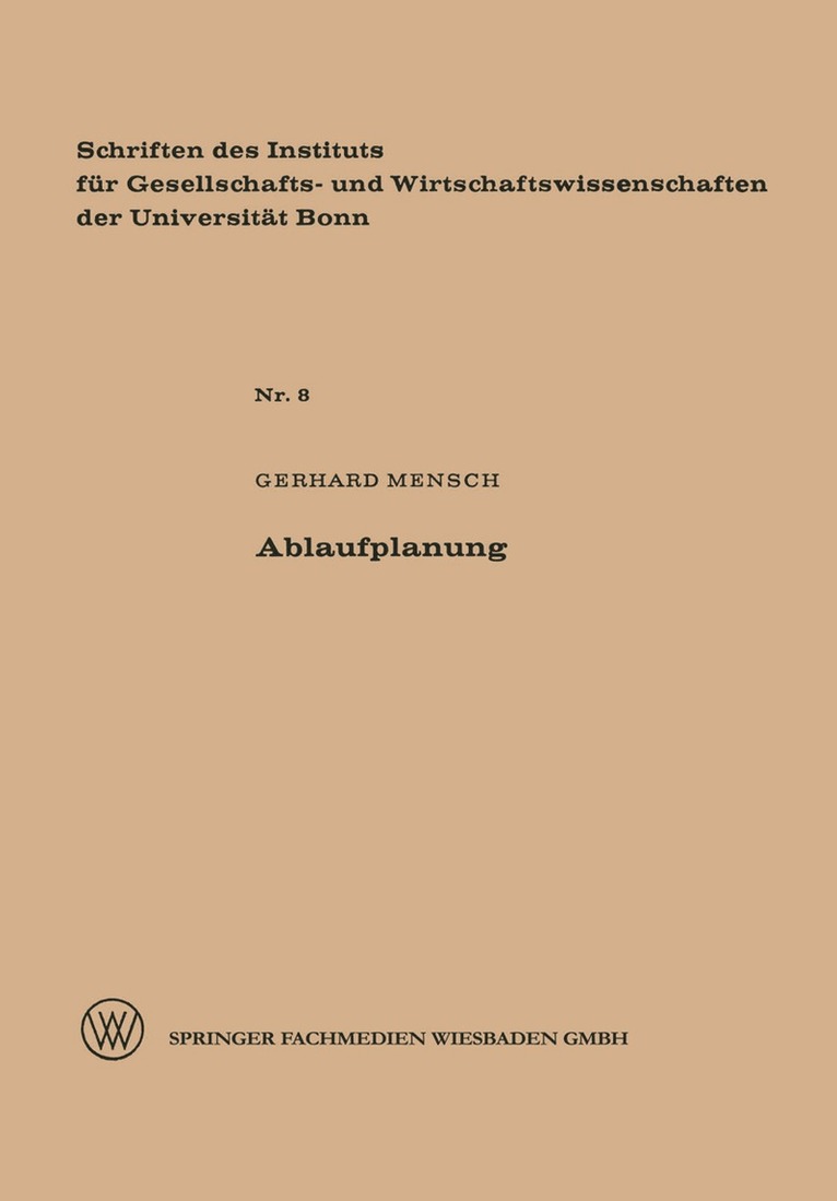 Gerhard Mensch - Ablaufplanung, Häftad