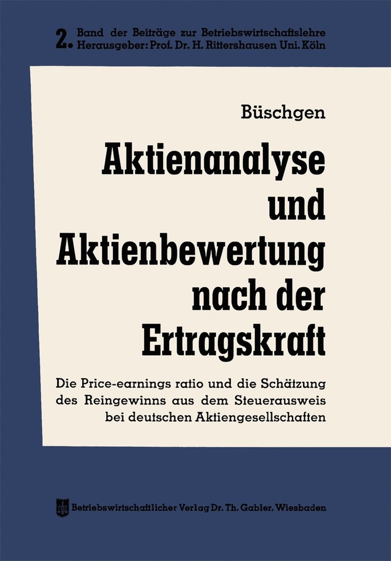Hans E. Büschgen - Aktienanalyse und Aktienbewertung nach der Ertragskraft, Häftad