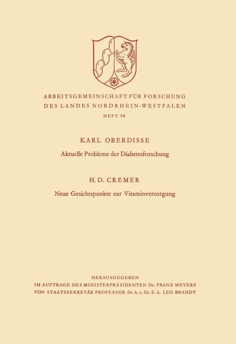 Karl Oberdisse - Aktuelle Probleme der Diabetesforschung. Neue Gesichtspunkte zur Vitaminversorgung, Häftad