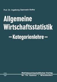 bokomslag Allgemeine Wirtschaftsstatistik  Kategorienlehre 
