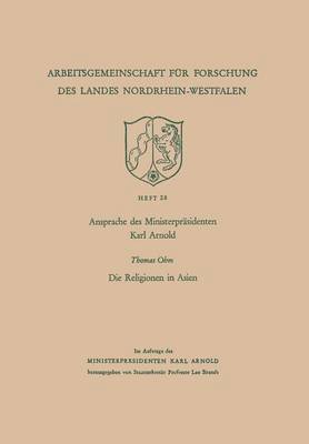 bokomslag Ansprache des Ministerprasidenten Karl Arnold. Die Religionen in Asien