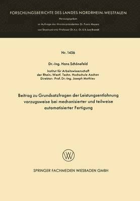 bokomslag Beitrag zu Grundsatzfragen der Leistungsentlohnung vorzugsweise bei mechanisierter und teilweise automatisierter Fertigung