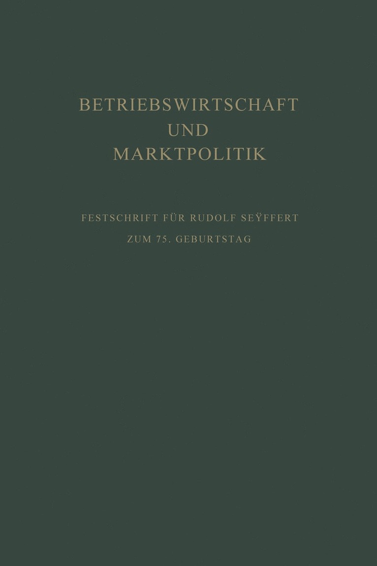 Betriebswirtschaft und Marktpolitik 1