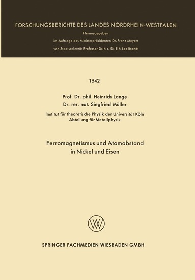 bokomslag Ferromagnetismus und Atomabstand in Nickel und Eisen