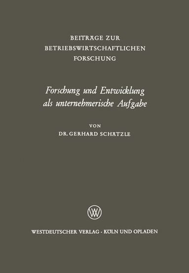 bokomslag Forschung und Entwicklung als unternehmerische Aufgabe