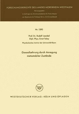 bokomslag Gasaufzehrung durch Anregung metastabiler Zustnde