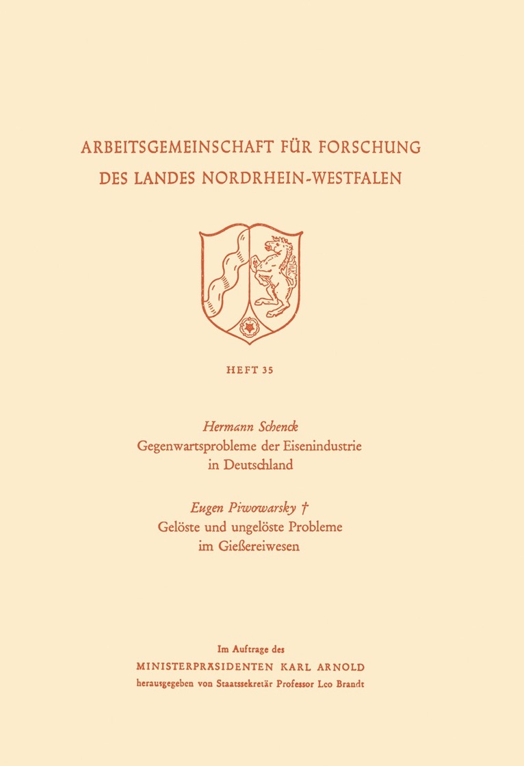 Hermann Schenck - Gegenwartsprobleme der Eisenindustrie in Deutschland. Gelöste und ungelöste Probleme im Gießereiwesen, Häftad