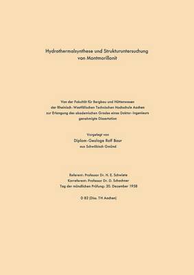 bokomslag Hydrothermalsynthese und Strukturuntersuchung von Montmorillonit