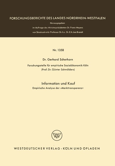 Gerhard Scherhorn - Information und Kauf, Häftad