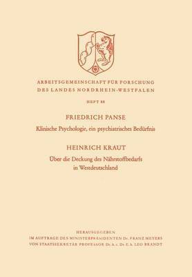 bokomslag Klinische Psychologie, ein psychiatrisches Bedürfnis / Über die Deckung des Nährstoffbedarfs in Westdeutschland