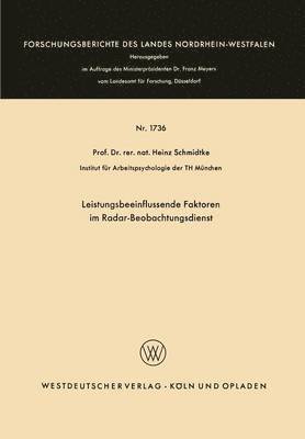 bokomslag Leistungsbeeinflussende Faktoren im Radar-Beobachtungsdienst
