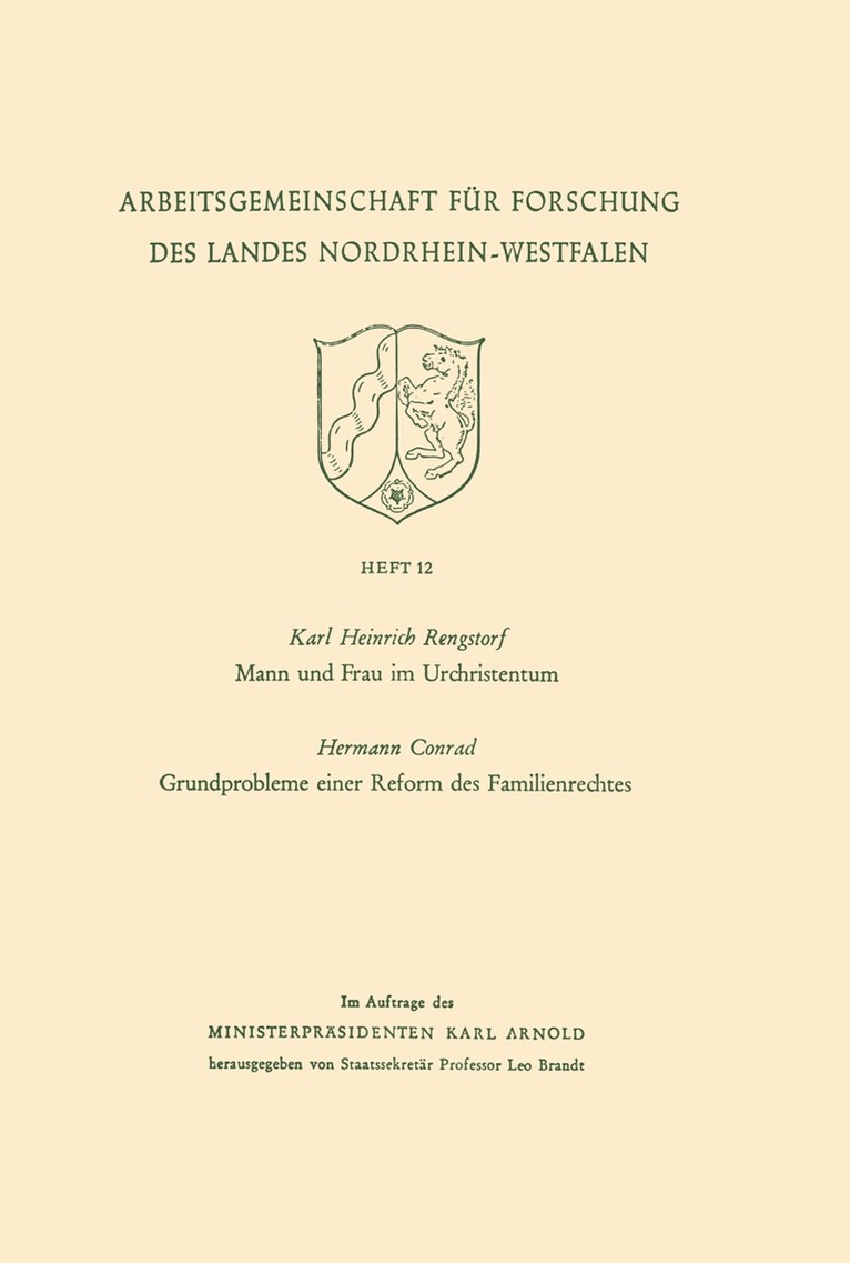 Karl Heinrich Rengstorf, Karl Heinrich Rengstorf - Mann und Frau im Urchristentum. Gundprobleme einer Reform des Familienrechtes, Häftad