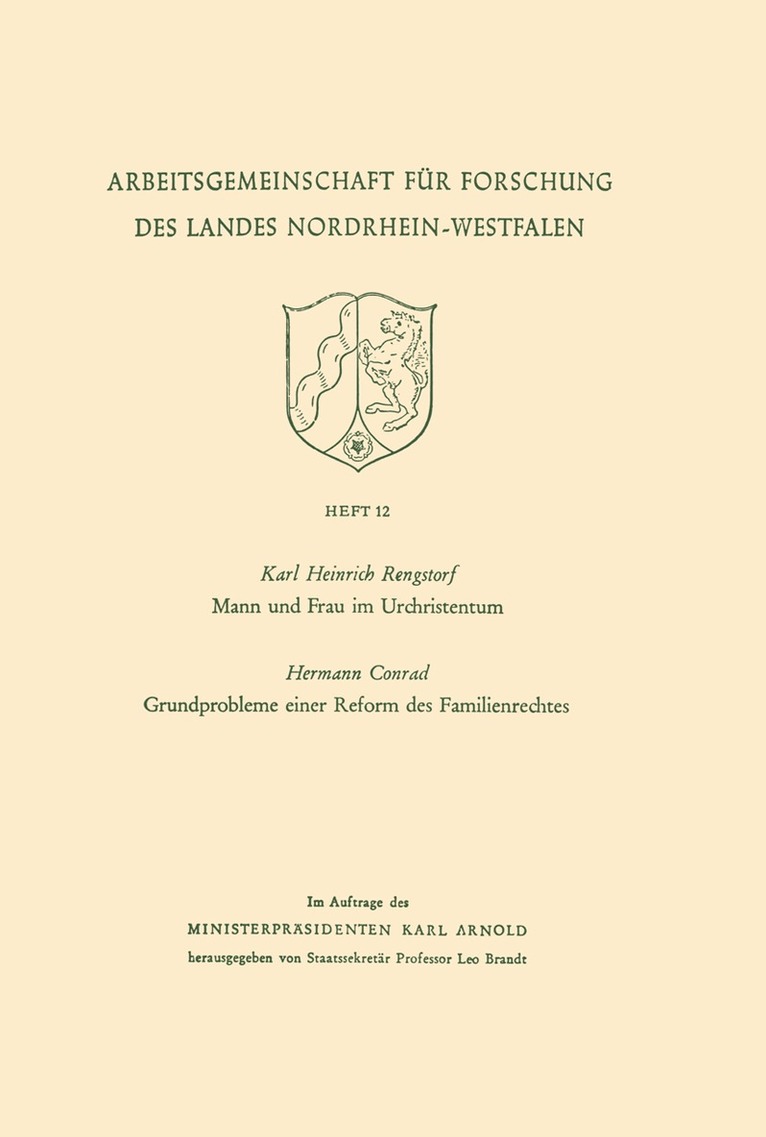 Mann und Frau im Urchristentum. Gundprobleme einer Reform des Familienrechtes 1