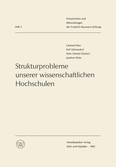 Gerhard Hess - Strukturprobleme unserer wissenschaftlichen Hochschulen, Häftad