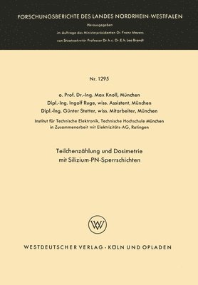 Max Knoll - Teilchenzählung und Dosimetrie mit Silizium-PN-Sperrschichten, Häftad