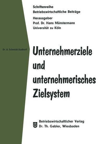 bokomslag Unternehmerziele und unternehmerisches Zielsystem