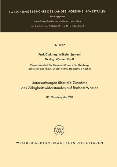 Wilhelm Sturtzel - Untersuchungen über die Zunahme des Zähigkeitswiderstandes auf flachem Wasser, Häftad
