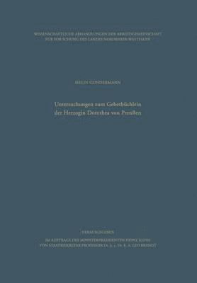 bokomslag Untersuchungen Zum Gebetbüchlein Der Herzogin Dorothea Von Preußen