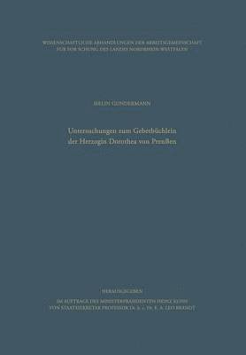 bokomslag Untersuchungen zum Gebetbuchlein der Herzogin Dorothea von Preussen