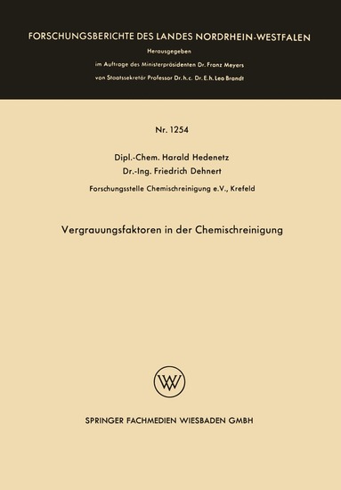 Harald Hedenetz - Vergrauungsfaktoren in der Chemischreinigung, Häftad
