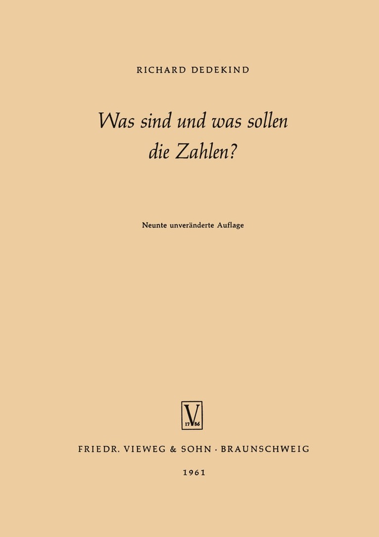 Richard Dedekind - Was sind und was sollen die Zahlen?, Häftad