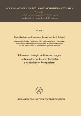bokomslag Pflanzensoziologische Untersuchungen in den mittleren Essener Schichten des nördlichen Ruhrgebietes