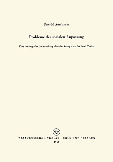 Peter Atteslander - Probleme der sozialen Anpassung, Häftad