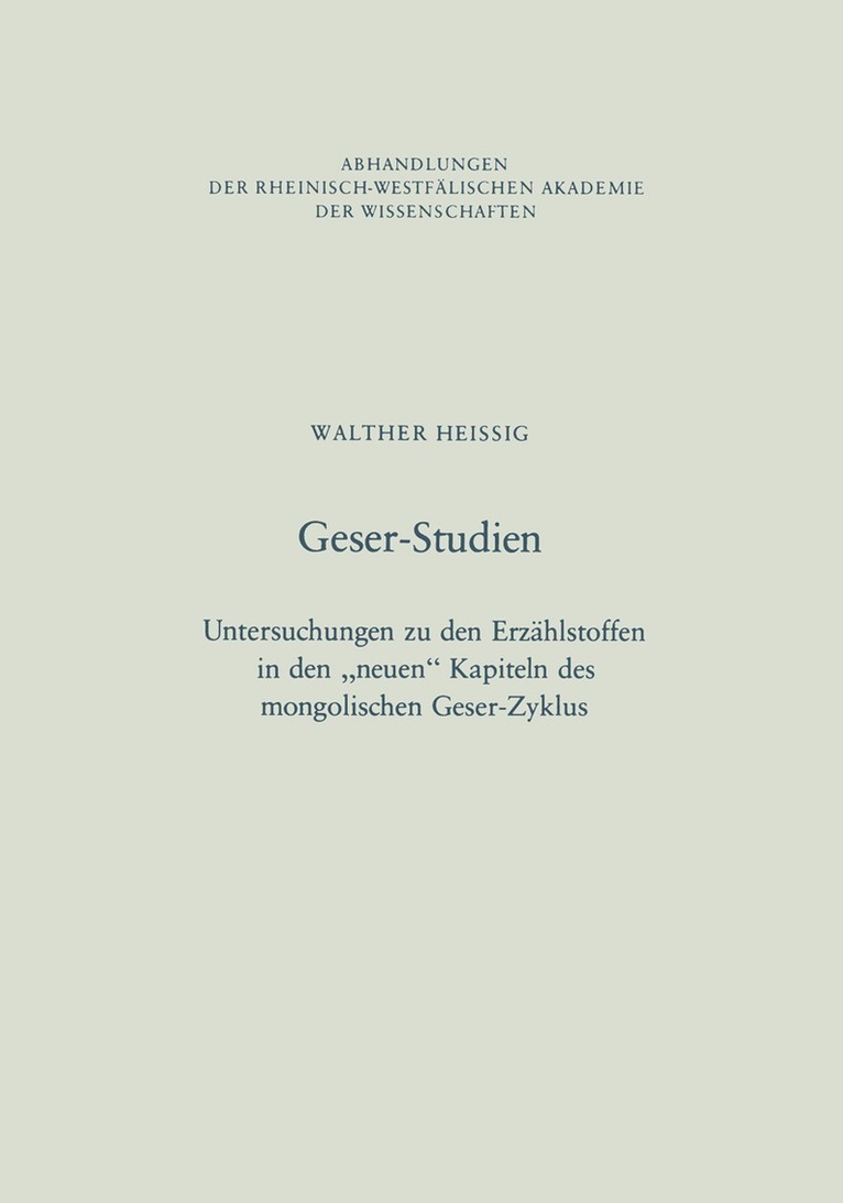 Walther Heissig - Geser-Studien, Häftad