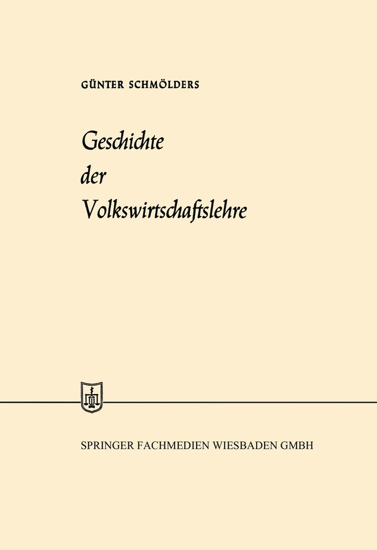 Geschichte der Volkswirtschaftslehre 1