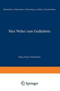 bokomslag Max Weber zum Gedchtnis