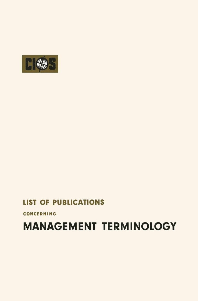 Cios Cios - List of Publications Concerning Management Terminology, Häftad