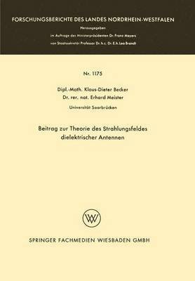 bokomslag Beitrag zur Theorie des Strahlungsfeldes dielektrischer Antennen