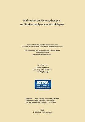 bokomslag Meßtechnische Untersuchungen zur Strukturanalyse von Mischkörpern