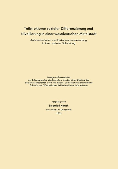 bokomslag Teilstrukturen sozialer Differenzierung und Nivellierung in einer westdeutschen Mittelstadt