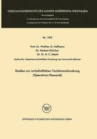 bokomslag Studien zur wirtschaftlichen Verfahrensforschung (Operations Research)