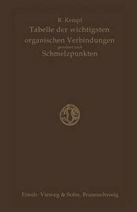 bokomslag Tabelle der Wichtigsten Organischen Verbindungen Geordnet Nach Schmelzpunkten