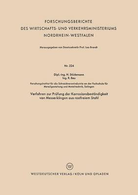 bokomslag Verfahren zur Prfung der Korrosionsbestndigkeit von Messerklingen aus rostfreiem Stahl