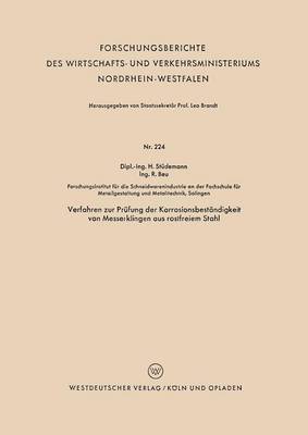 bokomslag Verfahren zur Prüfung der Korrosionsbeständigkeit von Messerklingen aus rostfreiem Stahl