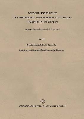 bokomslag Beitrage zur Mineralstoffernahrung der Pflanzen