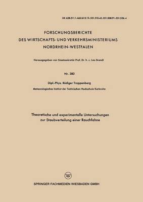 bokomslag Theoretische Und Experimentelle Untersuchungen Zur Staubverteilung Einer Rauchfahne