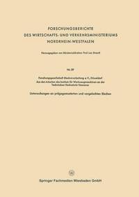 bokomslag Forschungsberichte des Wirtschafts- und Verkehrsministeriums Nordrhein-Westfalen