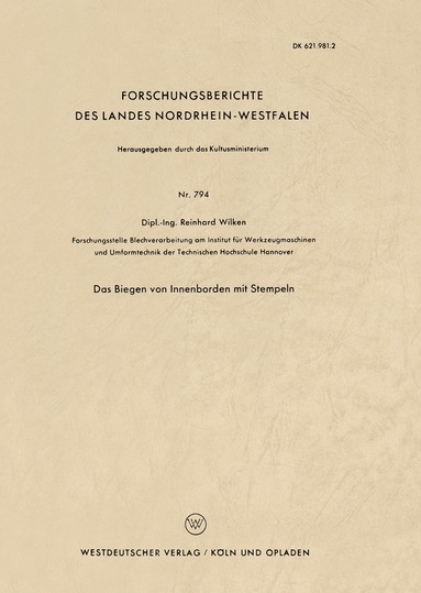 Reinhard Wilken - Das Biegen von Innenborden mit Stempeln, Häftad