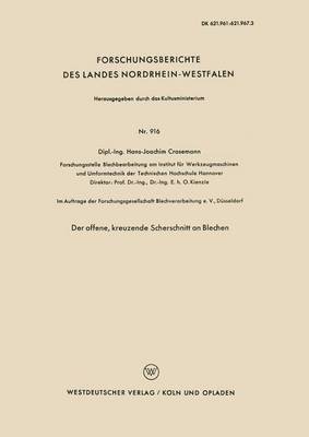 bokomslag Der offene, kreuzende Scherschnitt an Blechen