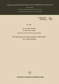 bokomslag Der Spannungszustand beim Ziehen und Einstoßen von runden Stangen