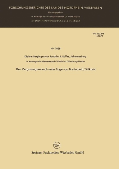 bokomslag Der Vergasungsversuch unter Tage von Breitscheid/Dillkreis