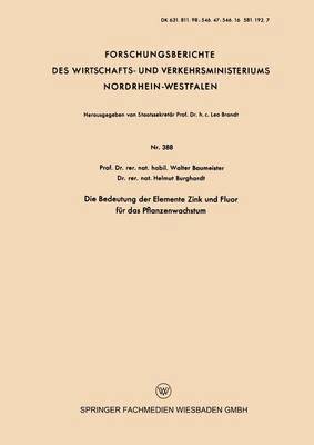 bokomslag Die Bedeutung Der Elemente Zink Und Fluor Für Das Pflanzenwachstum