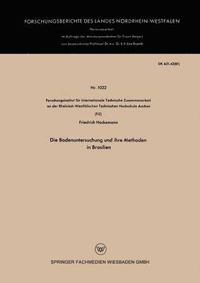 Friedrich Hackemann - Die Bodenuntersuchung Und Ihre Methoden in Brasilien, Häftad