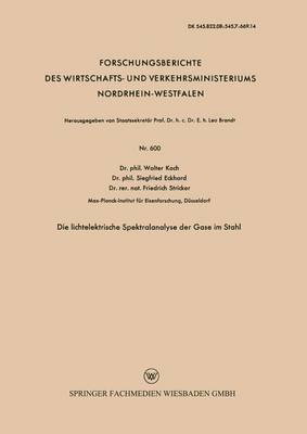bokomslag Die Lichtelektrische Spektralanalyse Der Gase Im Stahl