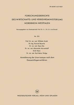 bokomslag Anreicherung Der Uran-Isotope Nach Dem Gaszentrifugenverfahren