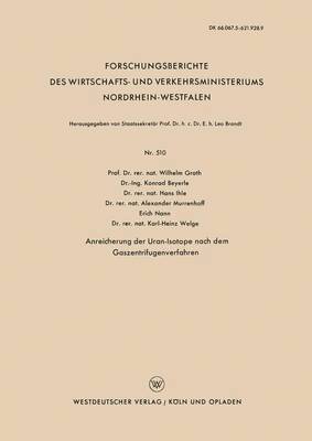 bokomslag Anreicherung der Uran-Isotope nach dem Gaszentrifugenverfahren